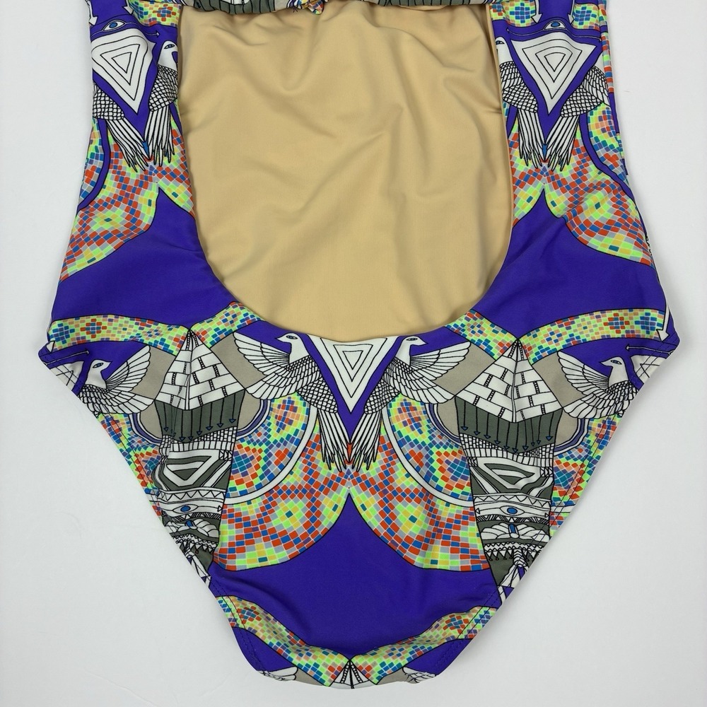 Mara Hoffman Swimsuit One Piece Sz M Purple Colorful Novelty Print Designer - Picture 5 of 8